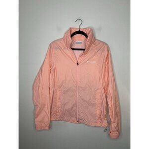 Columbia Jacket Womens Orange Windbreaker Full Zip Hood Pockets Size Medium